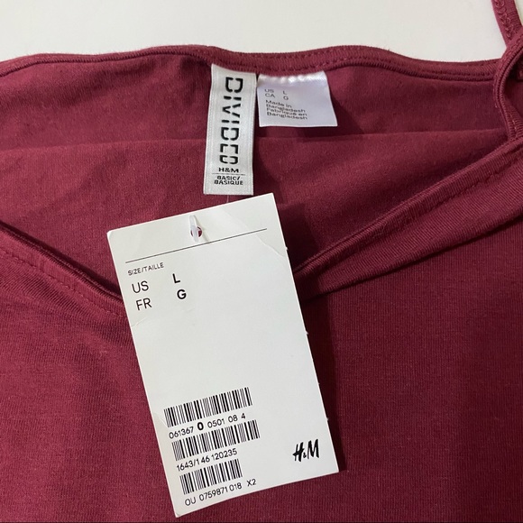 NWT Divided H&M shell tank top. PLUM adjustable spaghetti strap size L - Picture 5 of 7